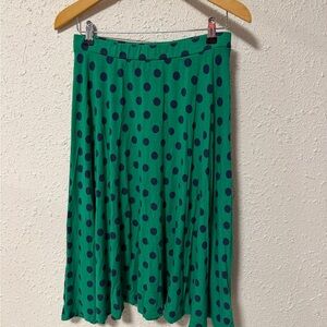 Boden Green Skirt with Navy Dots